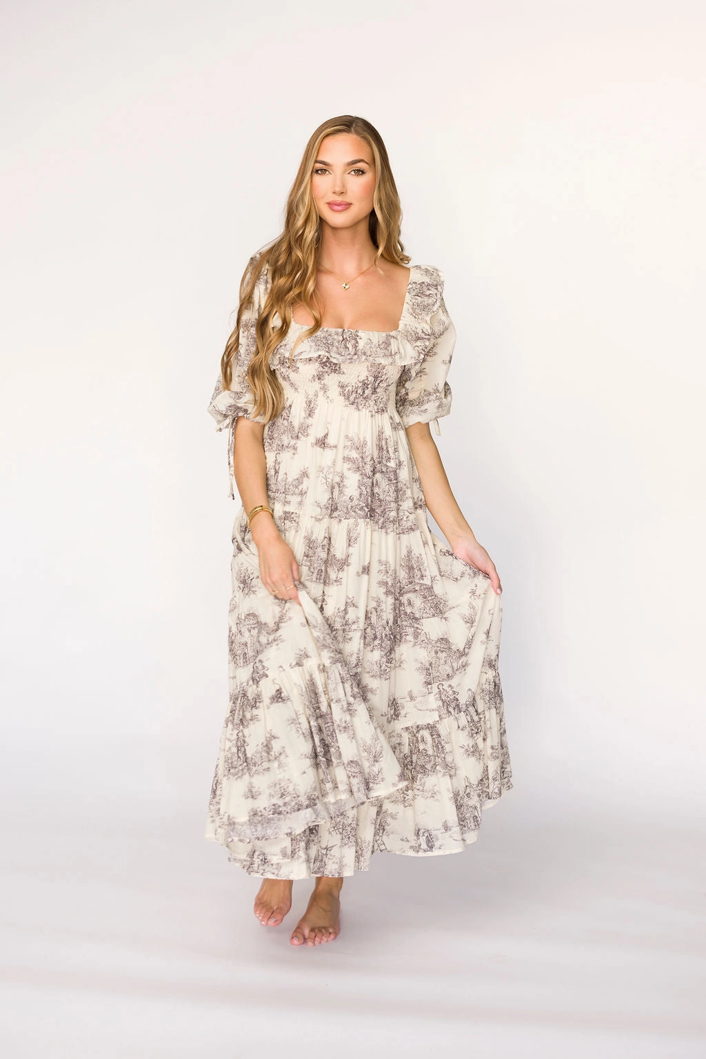 Lightweight-Lining Amali Dress in Ivory - 100% Cotton & Bump Friendly