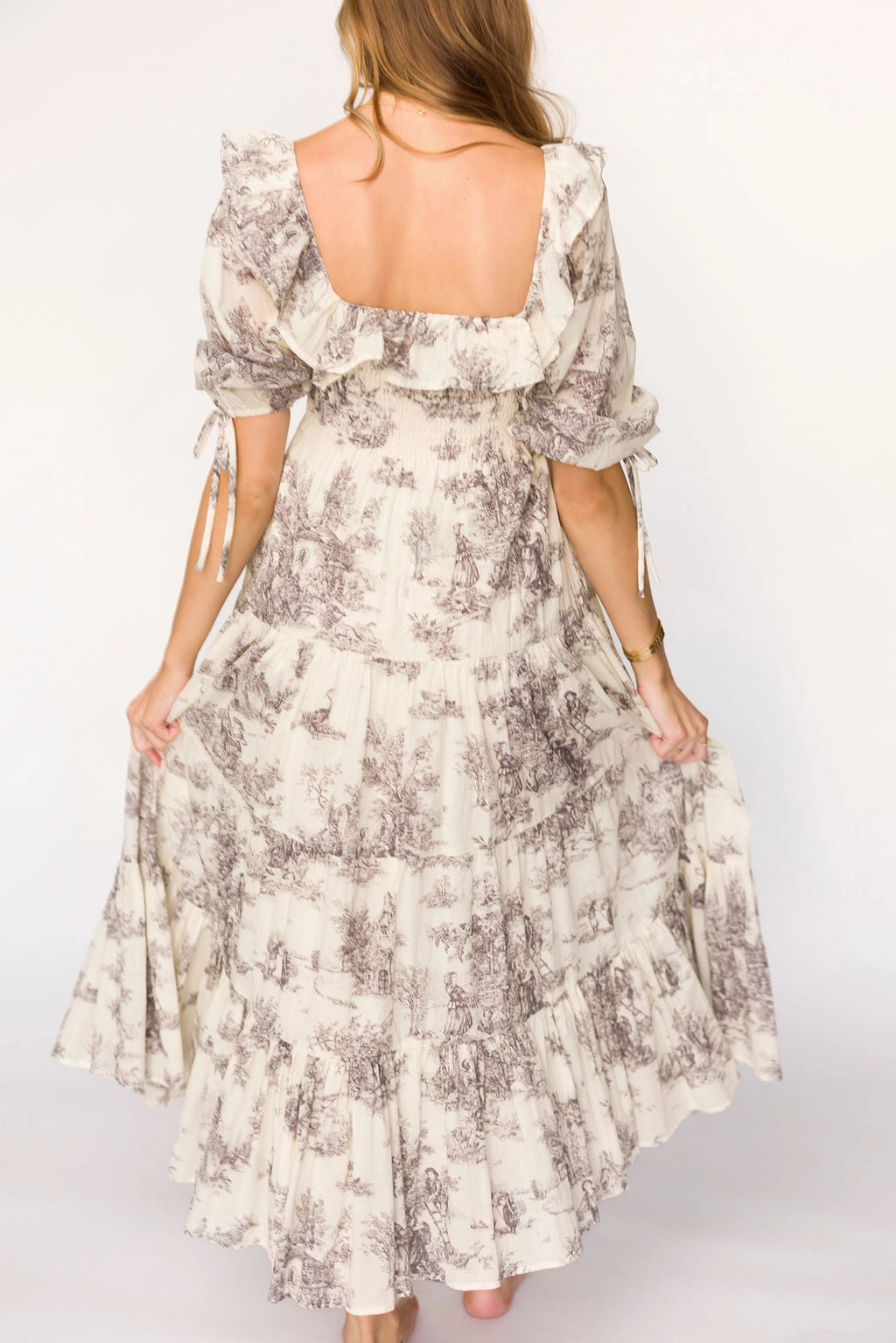 Amali Dress in Ivory - 100% Cotton & Bump Friendly Velvet-Touch