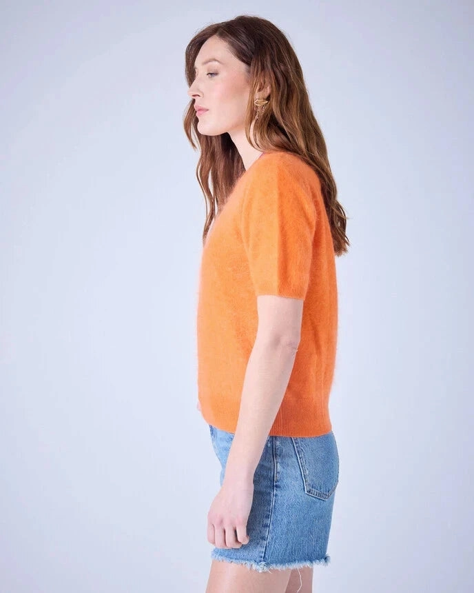Amaya Brushed Cashmere Round Neck Sweater Tumeric Soft touch finish Tear Resistant Reinforcement