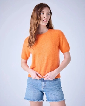 Bold Patterns Amaya Brushed Cashmere Round Neck Sweater Tumeric