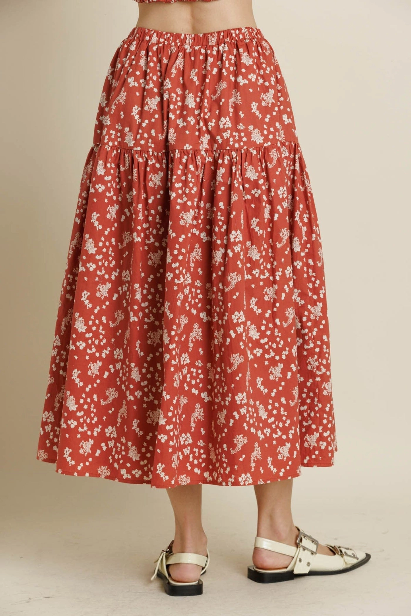 AMAYA FLORAL MAXI SKIRT Heritage Brand Rolled Hem