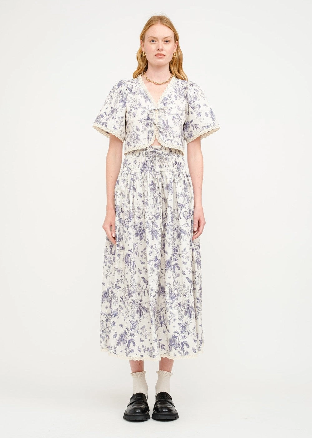 AMELIE FLORAL COTTON-POPLIN MIDI SKIRT Festival Outfit