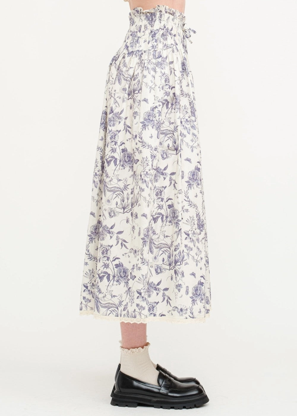AMELIE FLORAL COTTON-POPLIN MIDI SKIRT smooth zipper Casual Edge