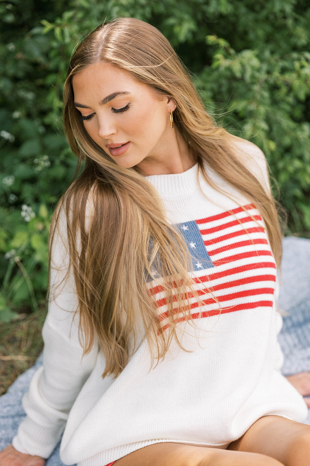 American Honey Sweater in White All Weather Performance Fabric