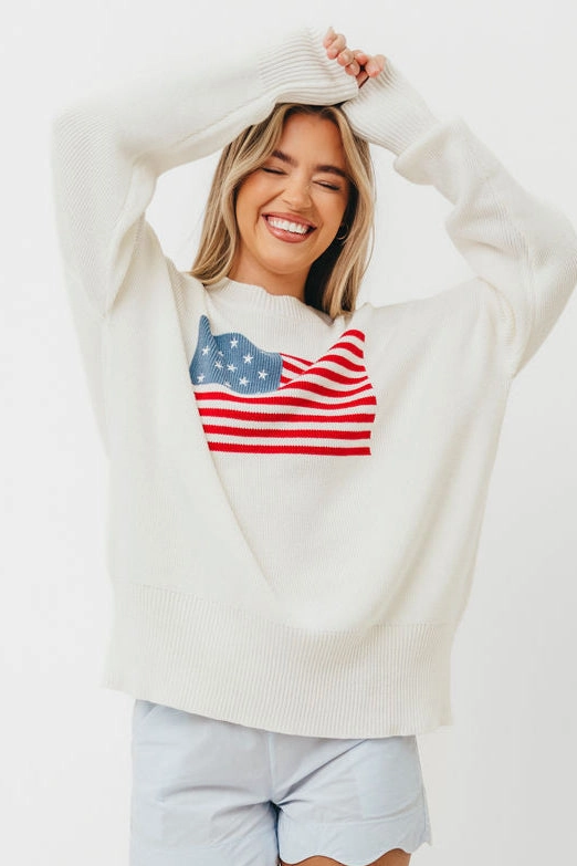 American Honey Sweater in White WrinkleFree Finish