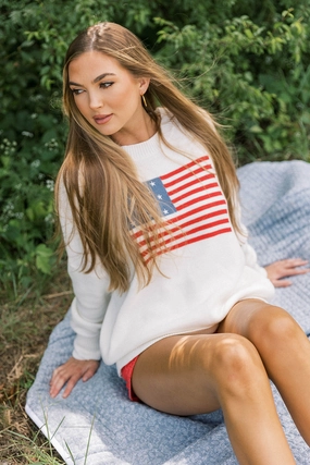 UPF Protective Fabric American Honey Sweater in White
