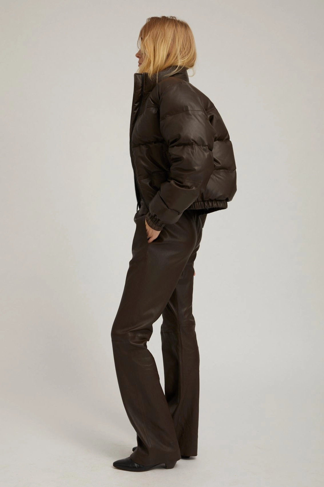 Reinforced Shoulders Americano Leather Puffer