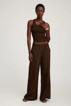 Americano Linen Wide Leg Pintuck Trousers Non slip grip Tough Flex