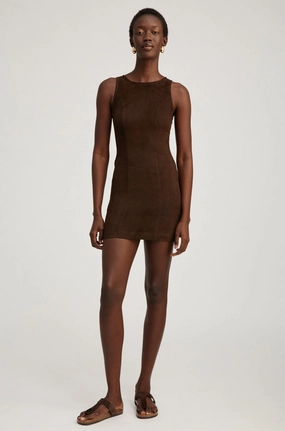 Warm Pink Timeless Look Americano Suede Audrey Mini Dress