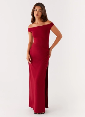 Amerie Maxi Dress - Maroon Midi-Length