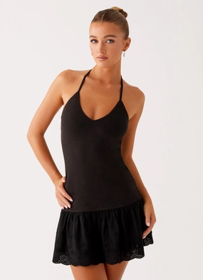 Amsterdam Mini Dress - Black french chic Trendy wrap gown