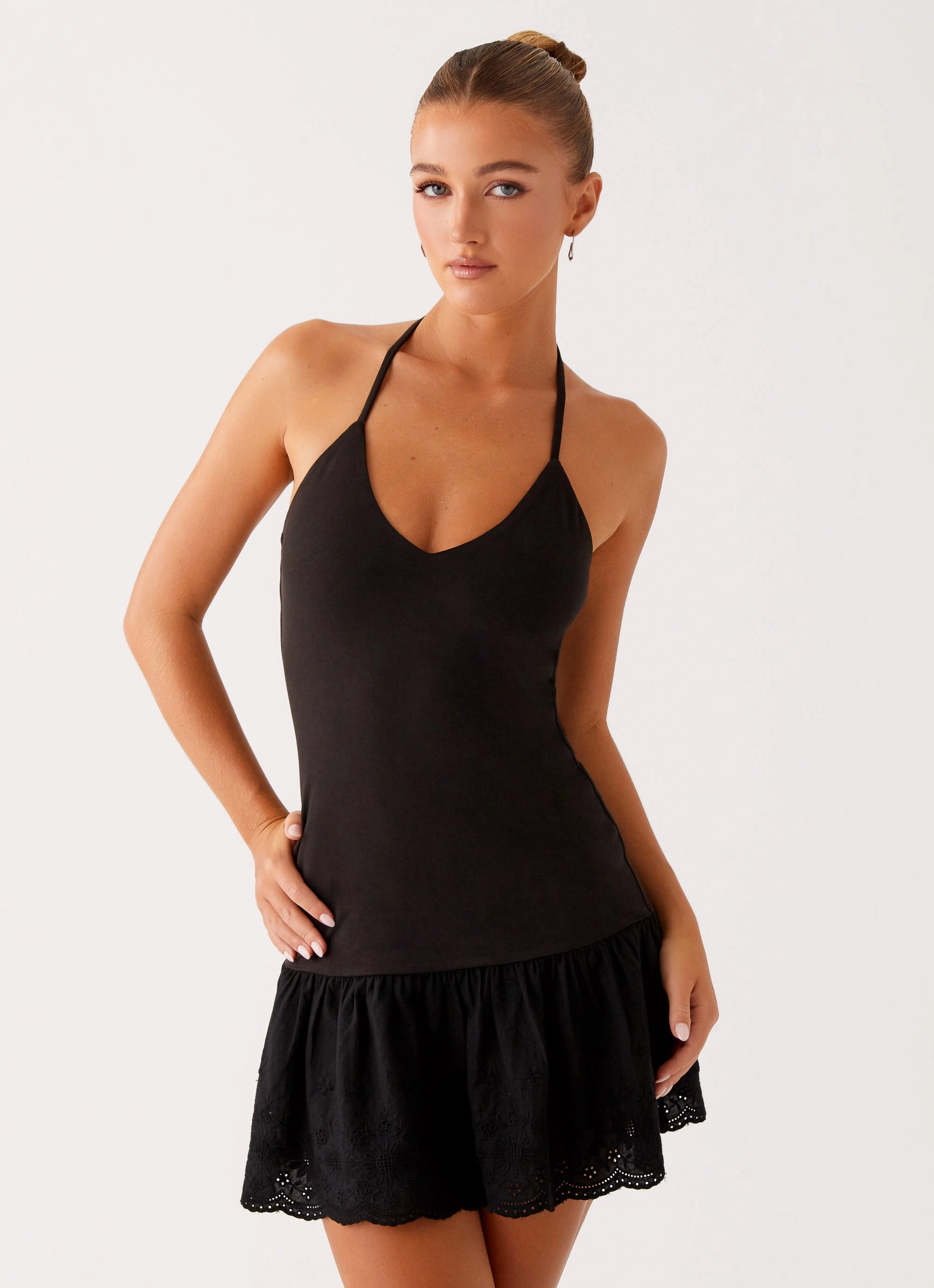 Amsterdam Mini Dress - Black french chic Trendy wrap gown