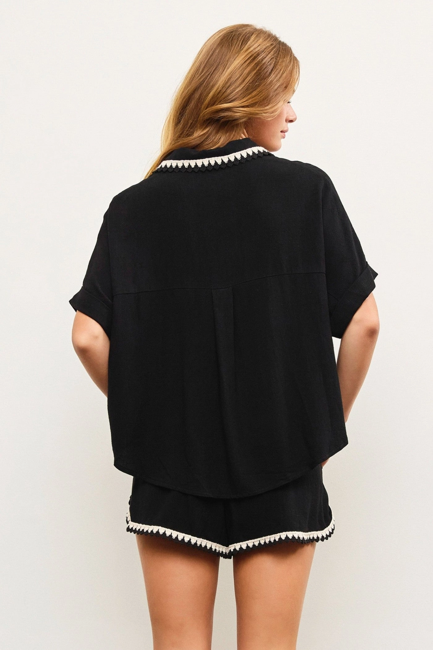 ANA WOVEN BUTTON-DOWN TOP GarmentDyed Sustainable Fabric Blend
