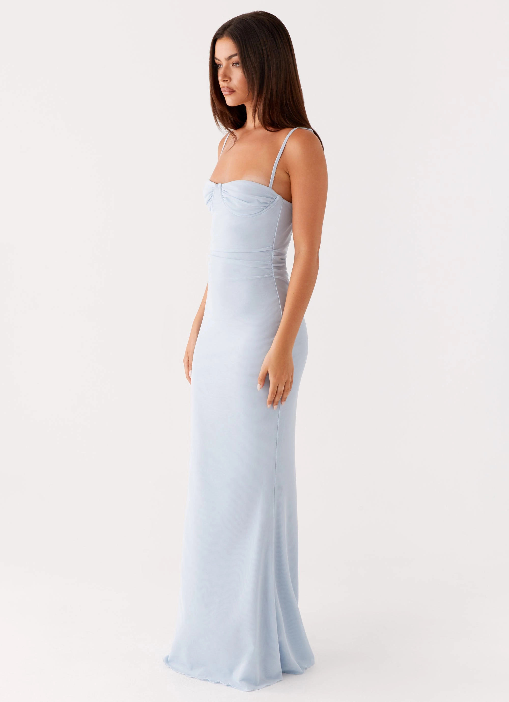 Anna Sophia Maxi Dress - Blue Front-Zip