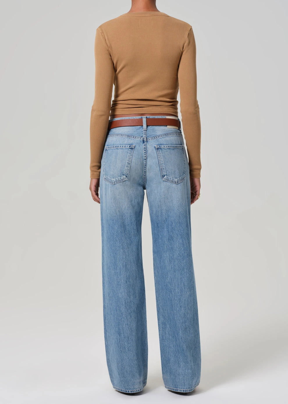 Annina High Rise Wide Leg 30" in Meuse Reinforced Stitching Details