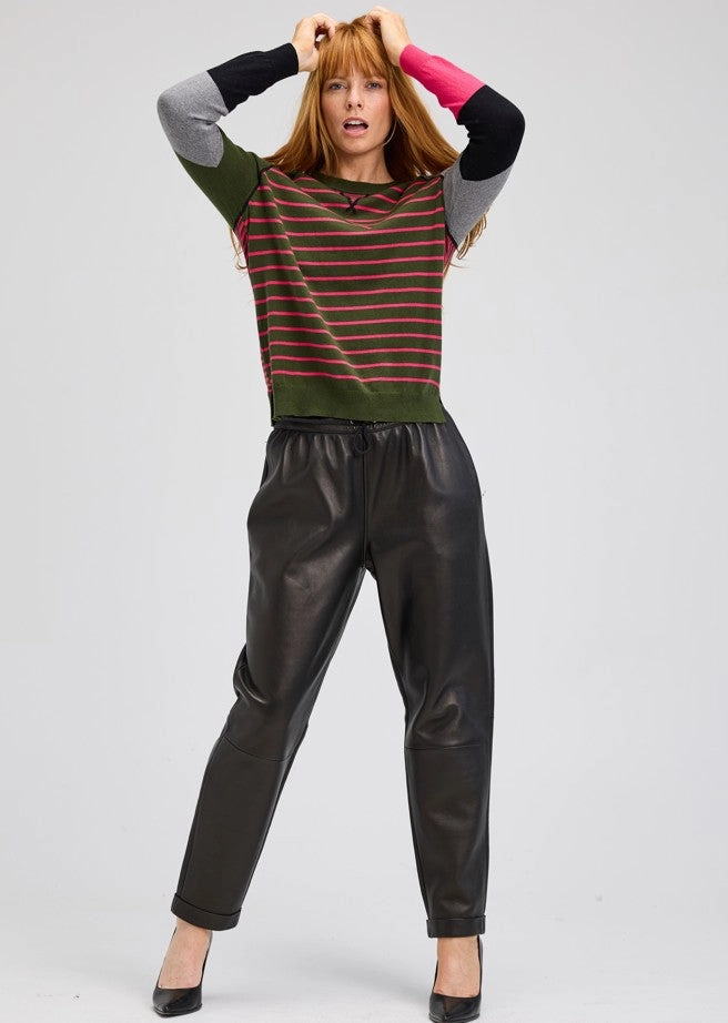 Contemporary Cut BRETON STRIPE V INSERT SWEATER