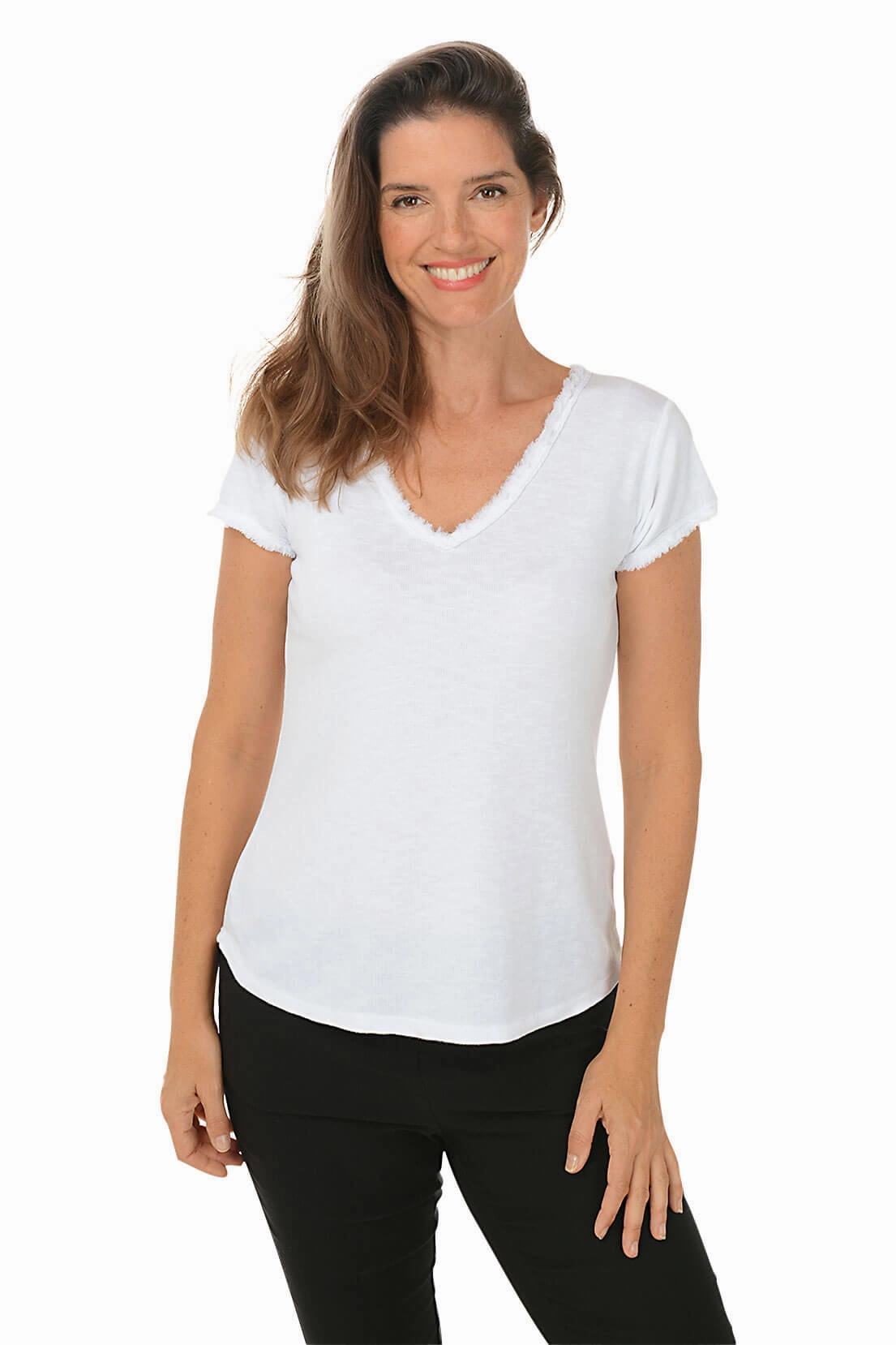 Frayed Edge Cotton Tee ZeroWaste Pattern Temperature Regulating Fibers