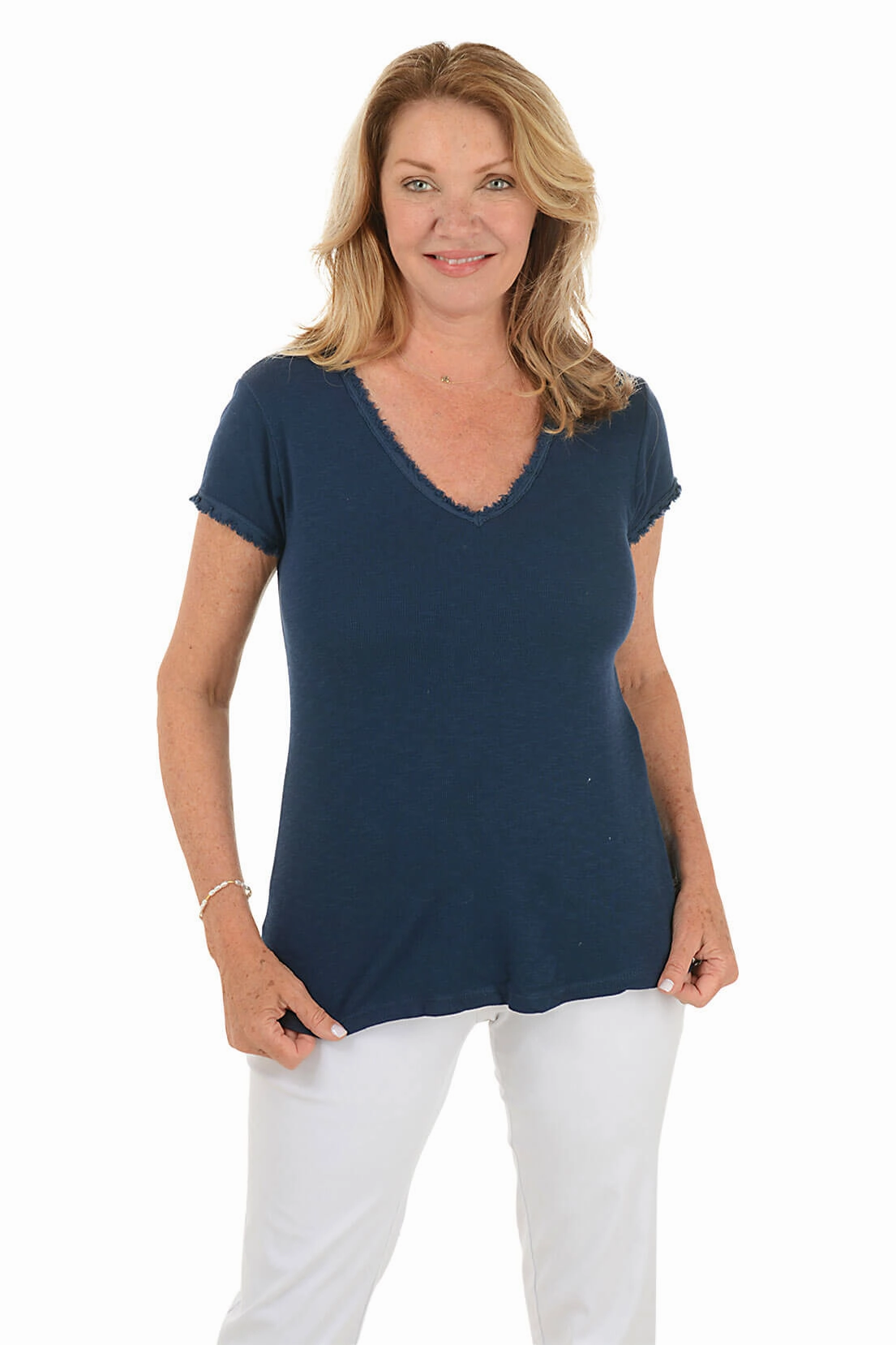 DurableWeave MultiPanelConstruction Frayed Edge Cotton Tee
