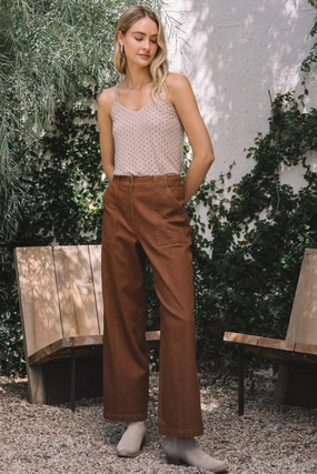 LUCY COTTON TWILL PANTS Easy Stretch Comfortable Fit Look