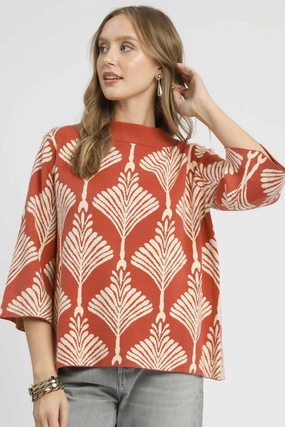 DurableCollarStays Formal Wear Abstract Printed Pullover Sweater in Rose Clay