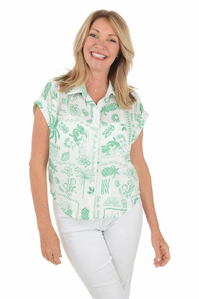 Coconut Palm Short Sleeve Shirt summer top MultiPocket Design