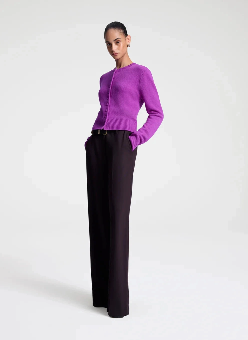 Skyler Cashmere Cardigan Fuchsia LayeringFriendly Weight FrictionResistantEdges