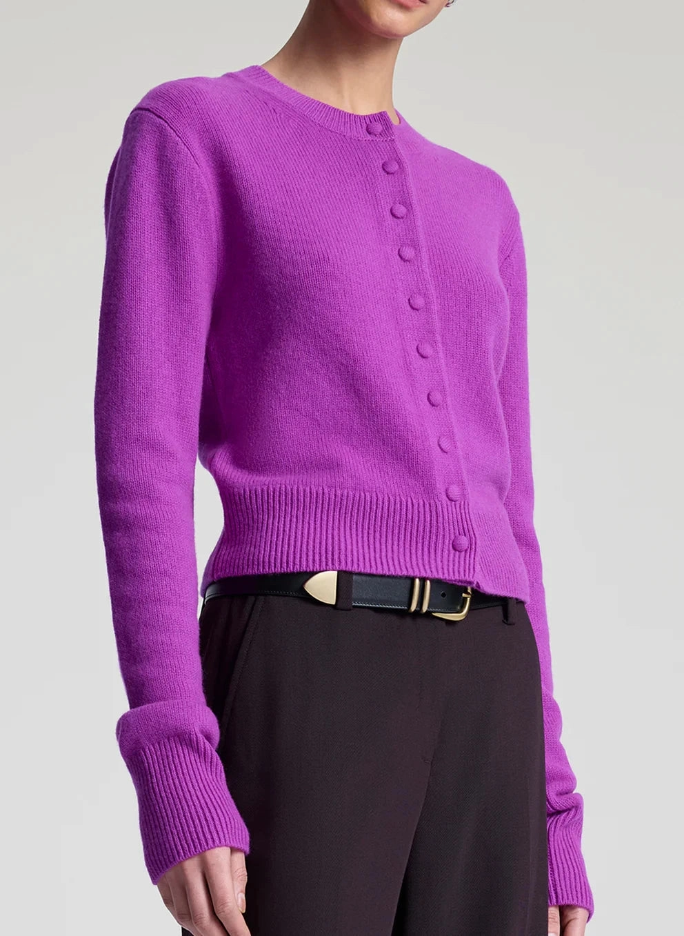 Wrinkle Resistant Weave Skyler Cashmere Cardigan Fuchsia