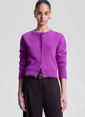 Recycled Fiber Blend Wear Resistant Edge Skyler Cashmere Cardigan Fuchsia