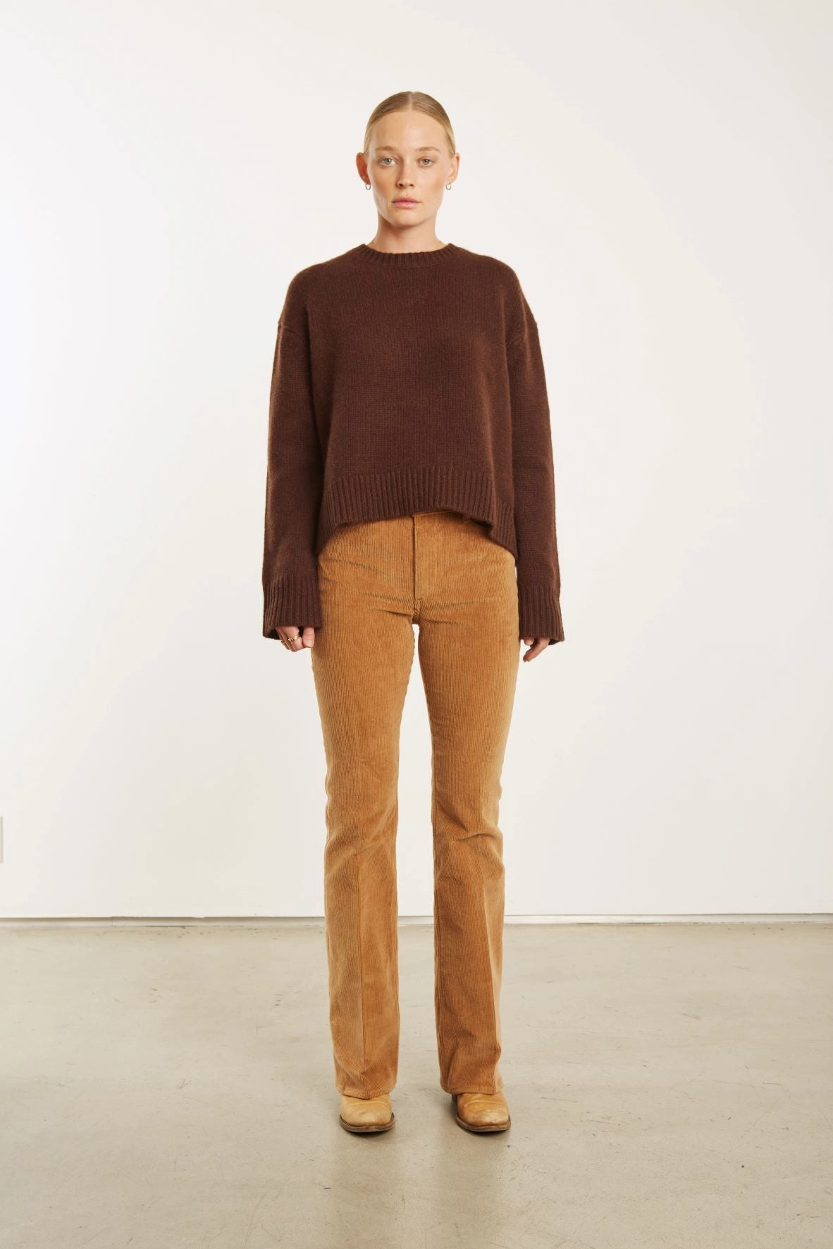 Camel Corduroy Micro Flare Pants Compact Pack Seamless Comfort