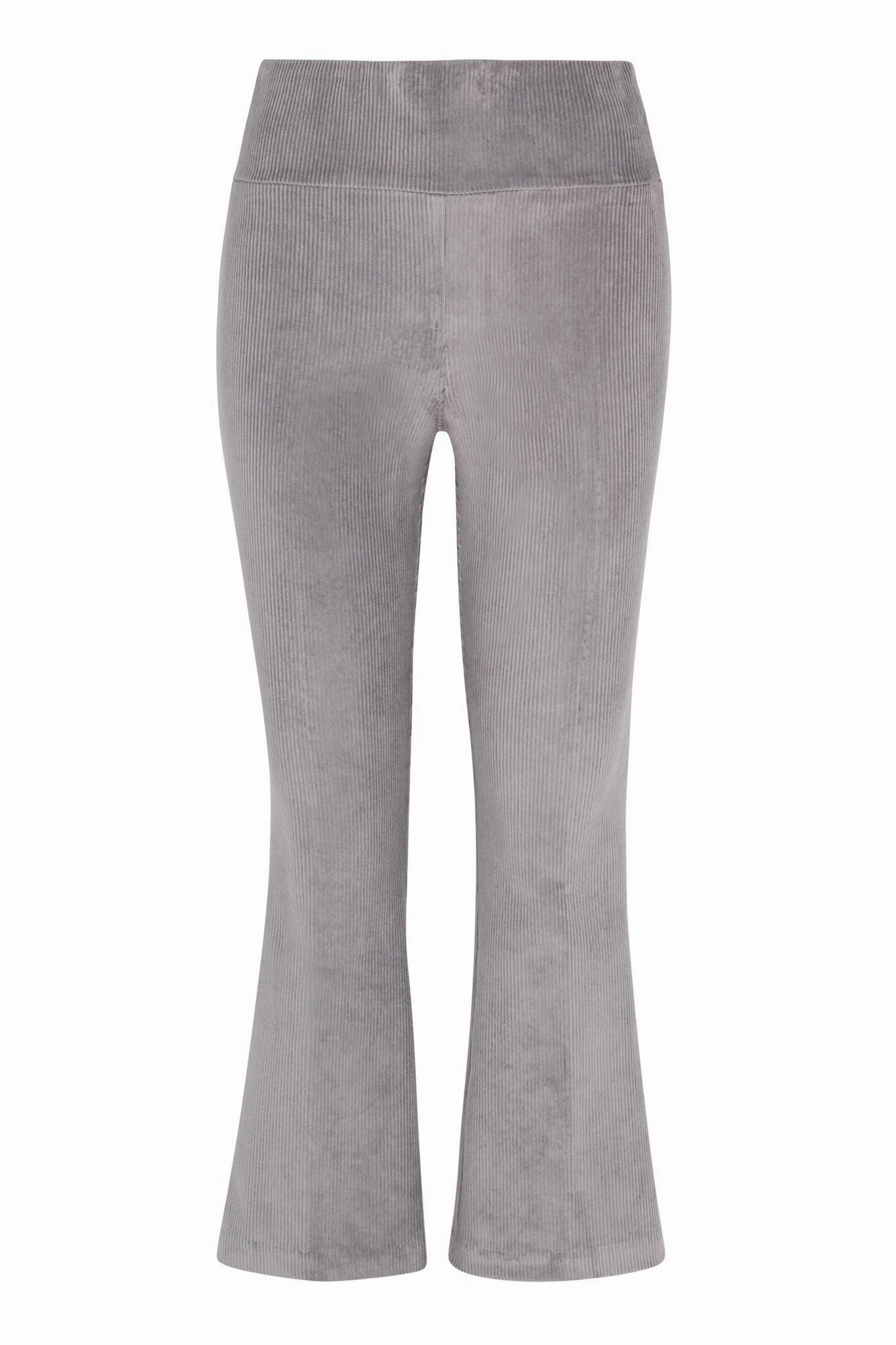 Active Comfort Wear No Ride Up Grey Corduroy Crop Flare Pants