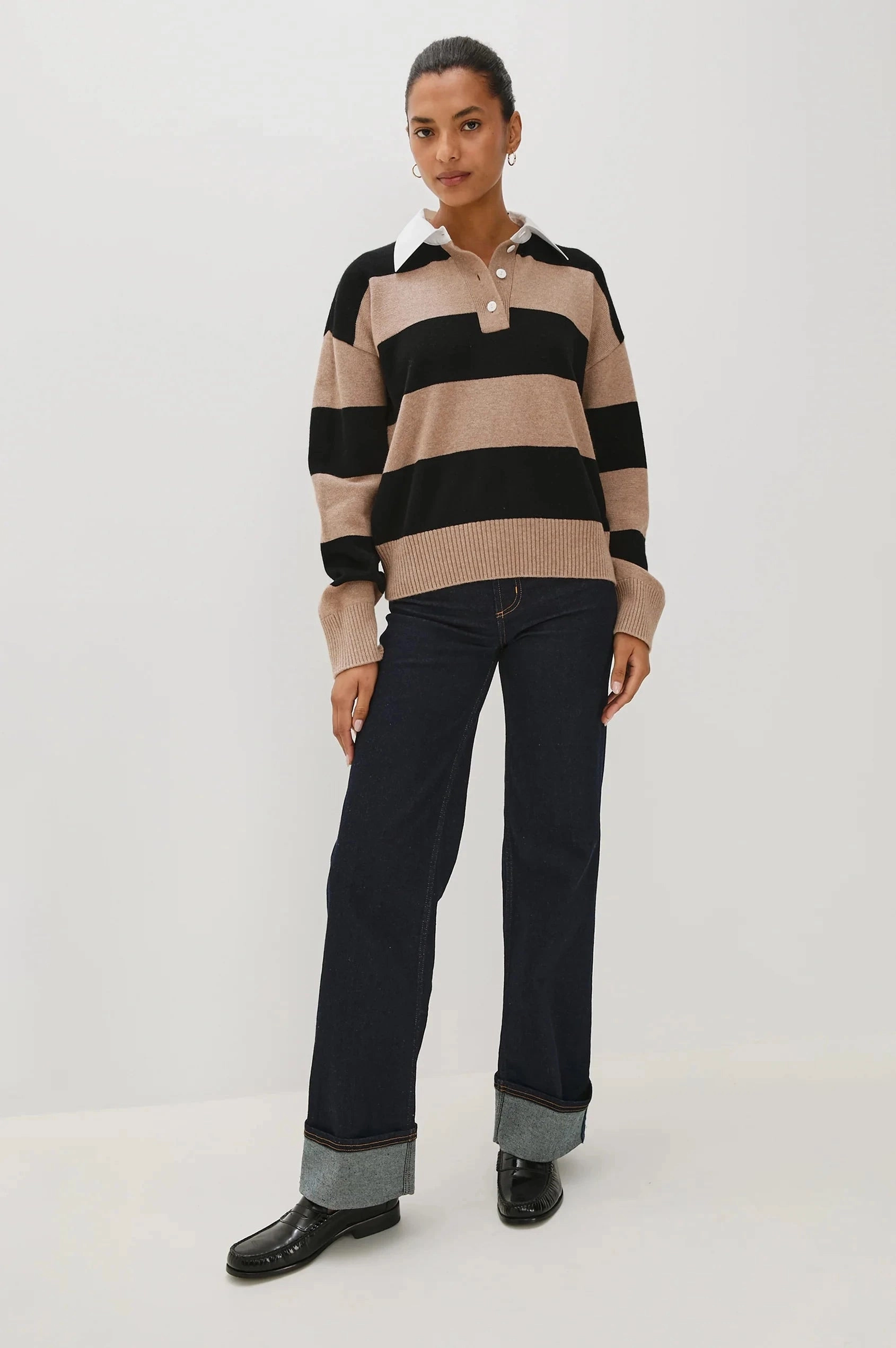 Paxton Sweater Oatmeal Black Lightweight Material Lightweight pullover