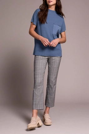 TwoToneEffect FrictionResistantEdges Tribal Dolman Pocket Sweater in Slate Blue