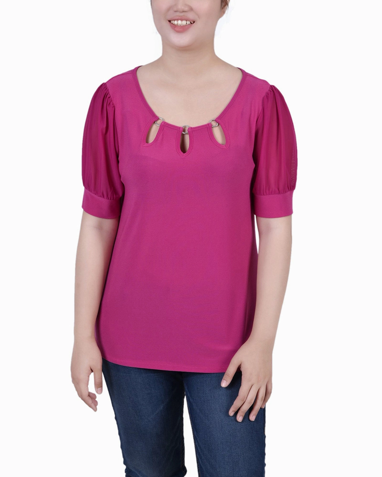 Petite Short Sleeve Three-Ring Top PolishedFinish AntiStaticInnerLining