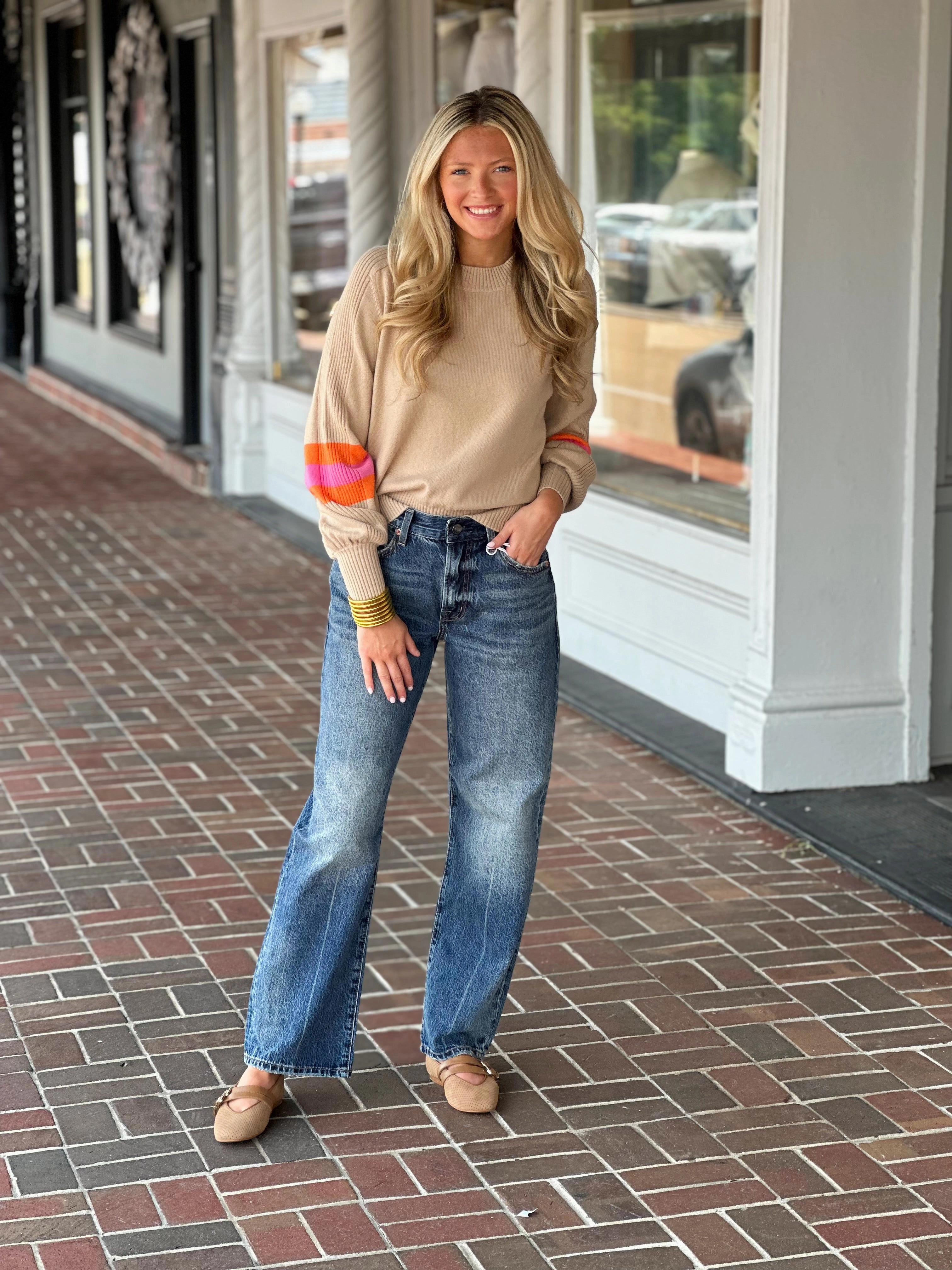 Vilagallo Knit Balloon Sleeve Sweater in Brown MinimalistSilhouette Thermal regulation