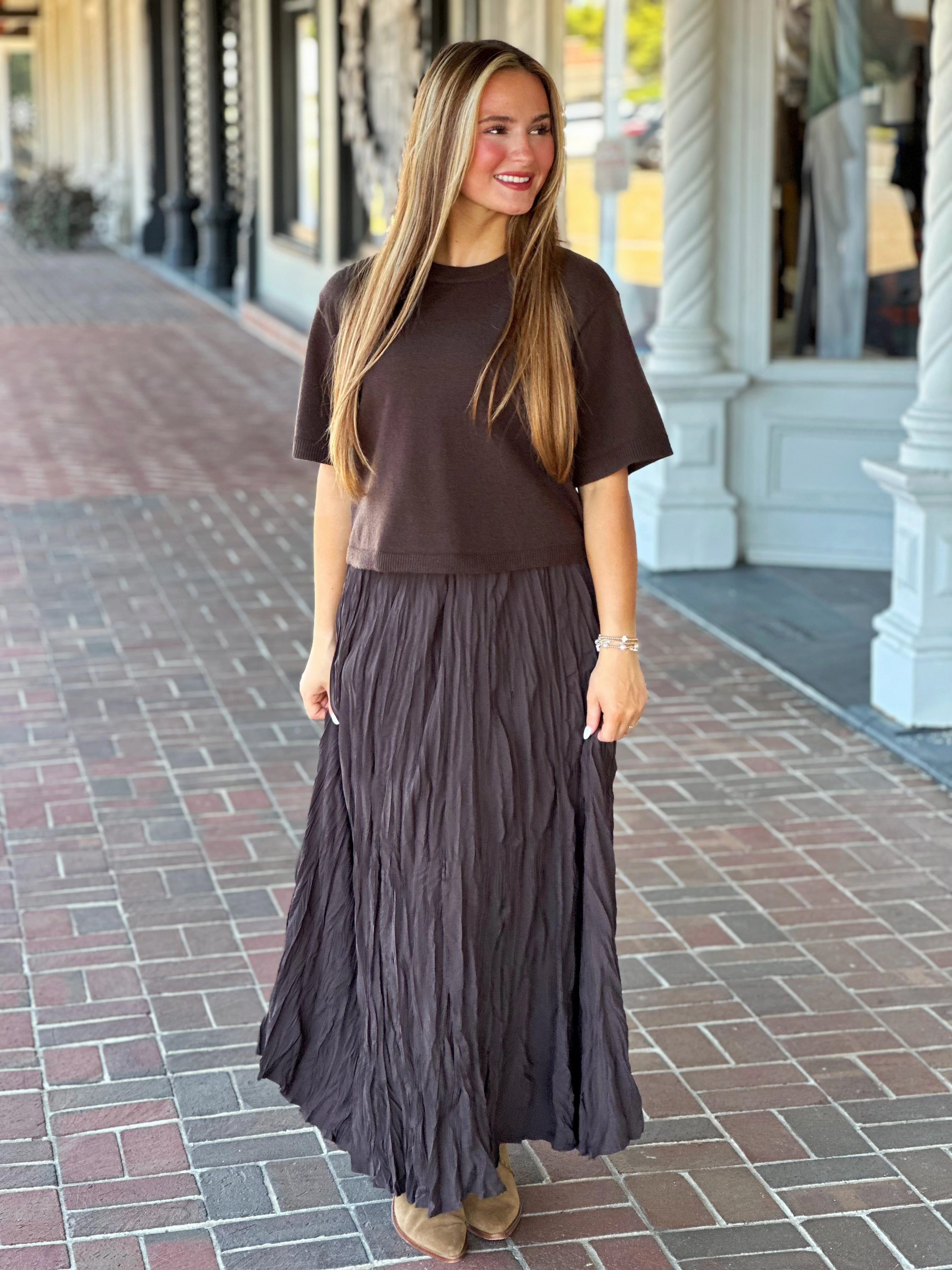Flex Fit Shoulder Construction Steve Madden Kori Sweater in Dark Espresso