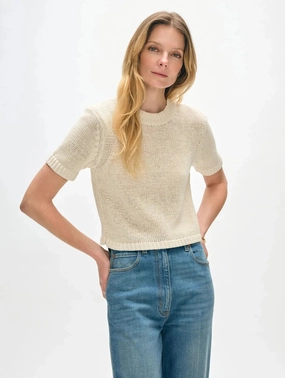 BreathableMeshPanels Organic Cotton Tape T-Shirt Ecru