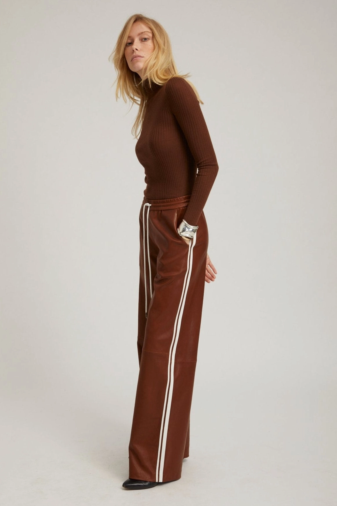 SnagResistant Fabric Chocolate Cashmere Mock Neck