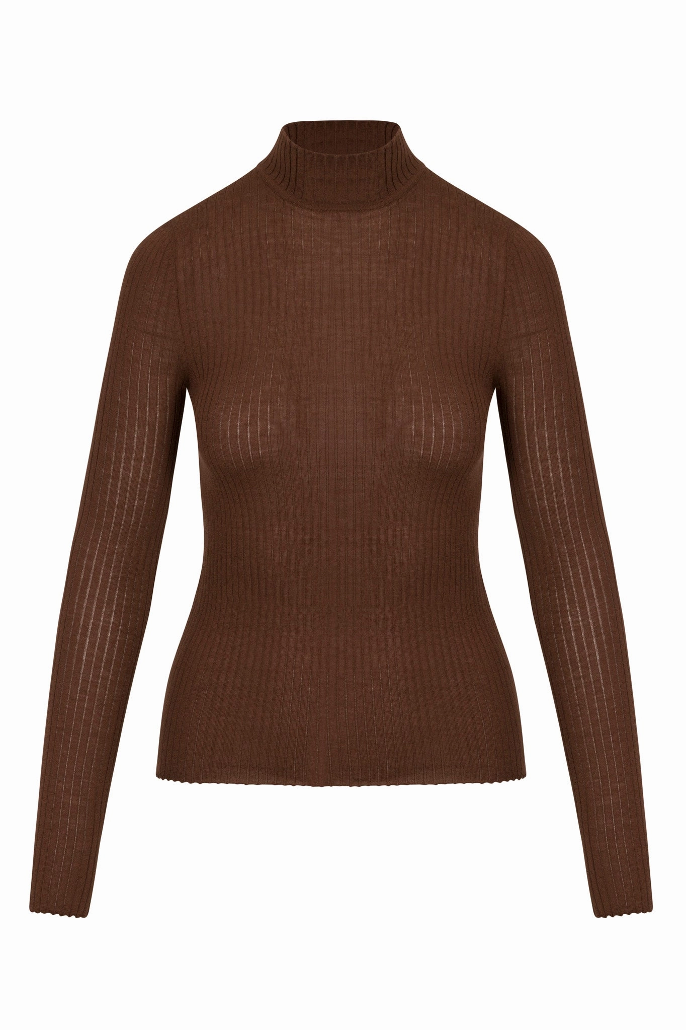 Ventilated Side Panels EasyCare Fabric Chocolate Cashmere Mock Neck
