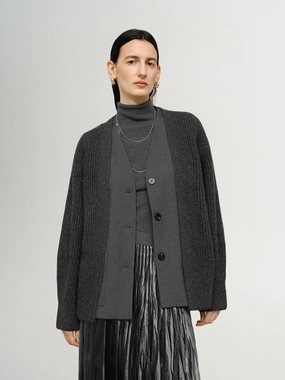 Asymmetrical hem LightweightLayeredFabric 2FER VEST CARDI
