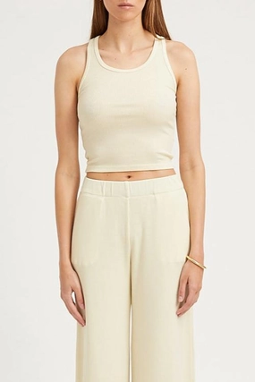 Airflow Ventilation Vintage White Thin Rib Cropped Tank