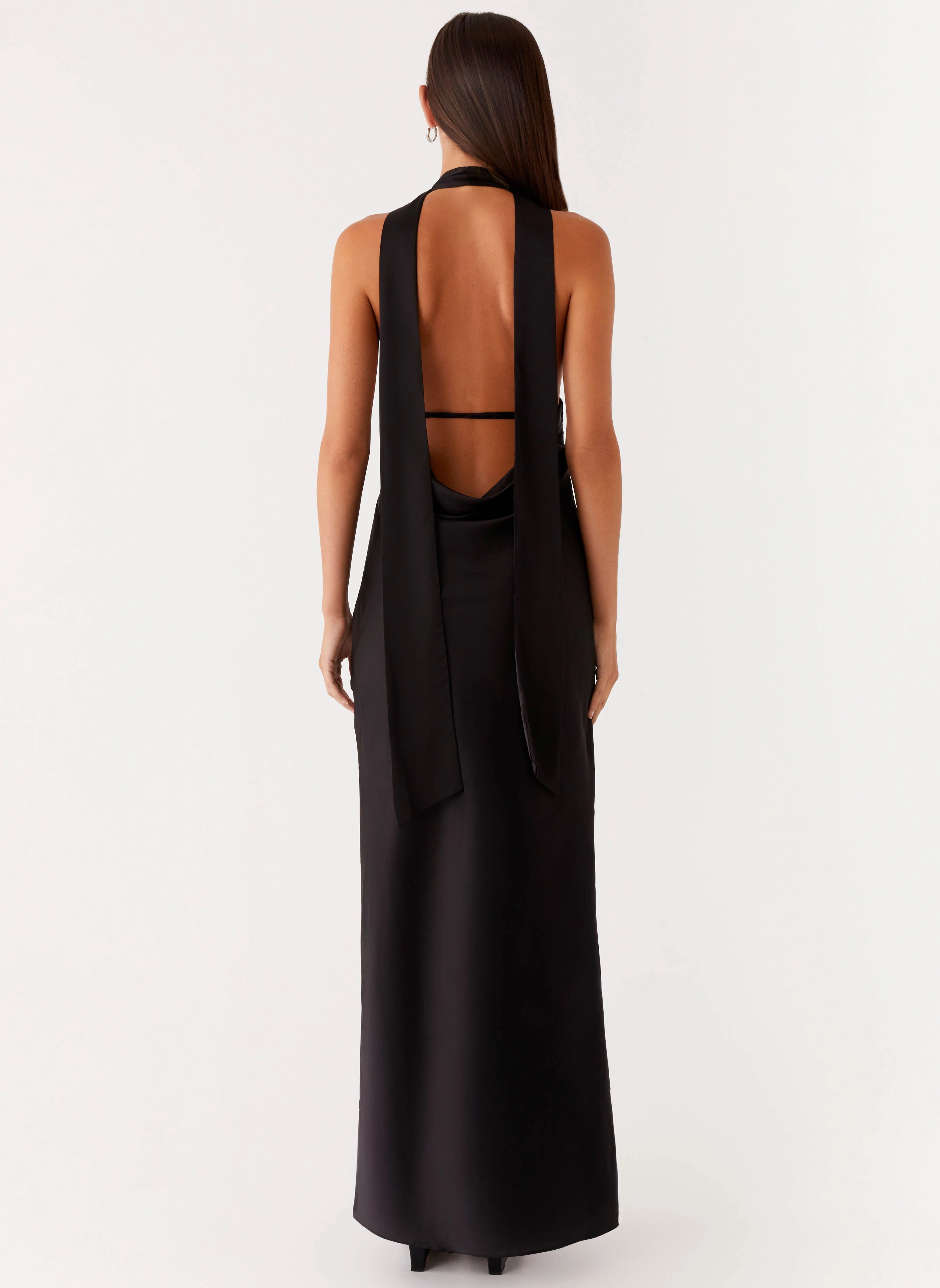 Alicia Satin Halter Maxi Dress - Black Soft Layers Essential Layer