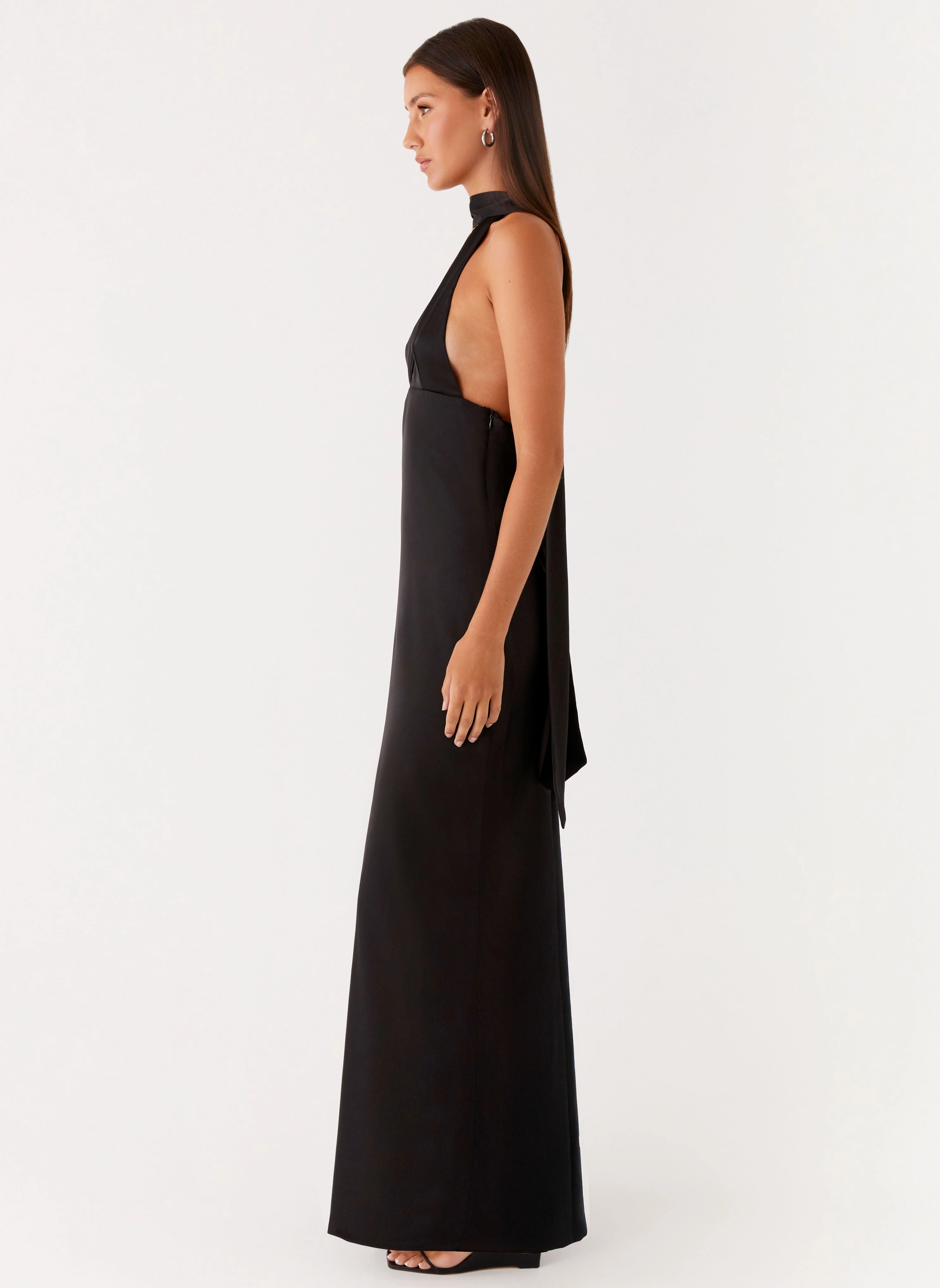 Alicia Satin Halter Maxi Dress - Black Cozy And Stylish