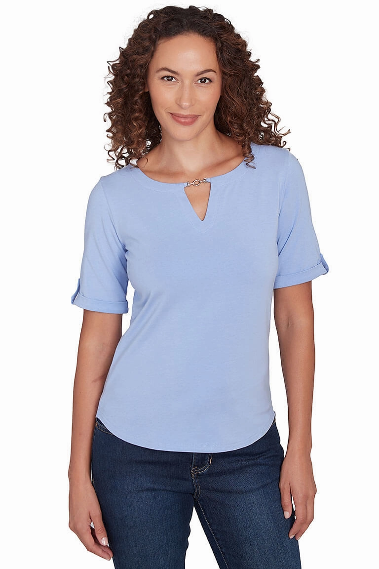 TearResistant Making Waves Solid Notch Neck Top