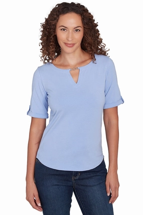 TearResistant Making Waves Solid Notch Neck Top