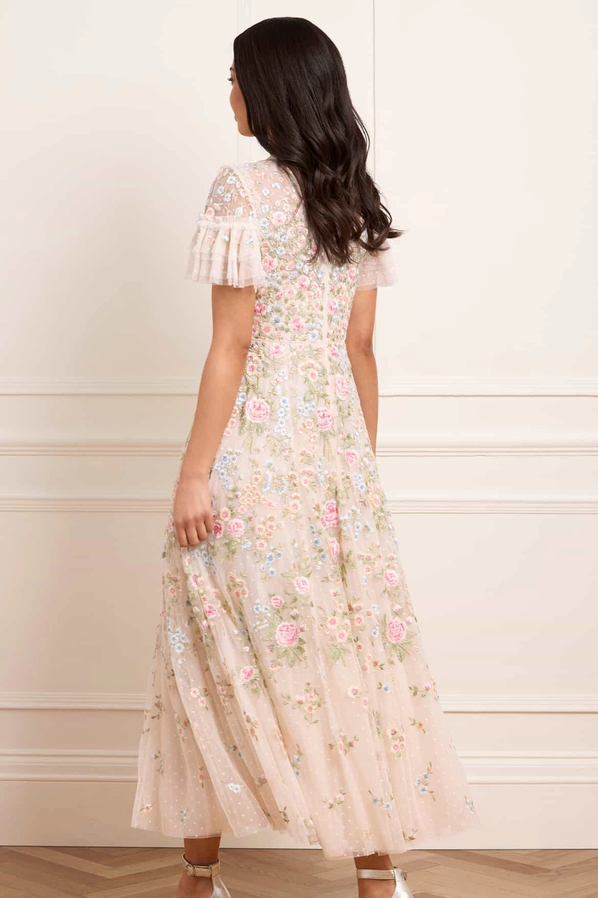 Antoinettes Floral Round Neck Ankle Gown Smart Detail Nature Inspired