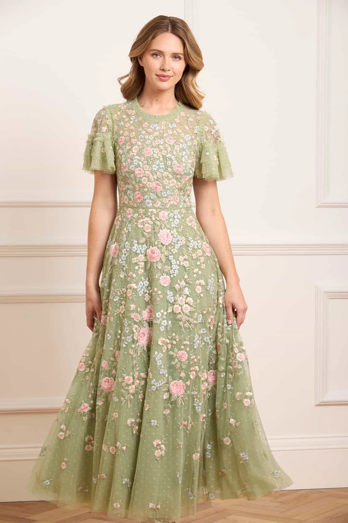 Antoinettes Floral Round Neck Ankle Gown Tall Fit