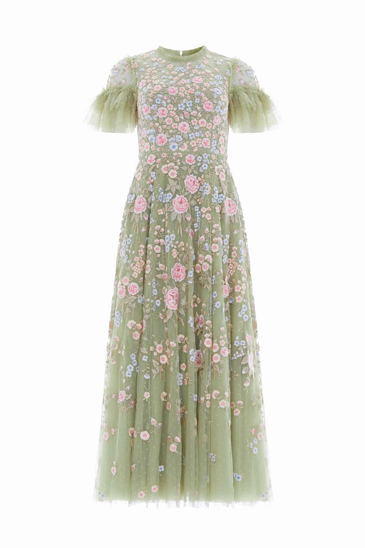 Antoinettes Floral Round Neck Ankle Gown PlushLining