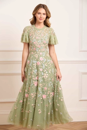 Antoinettes Floral Round Neck Ankle Gown Tall Fit