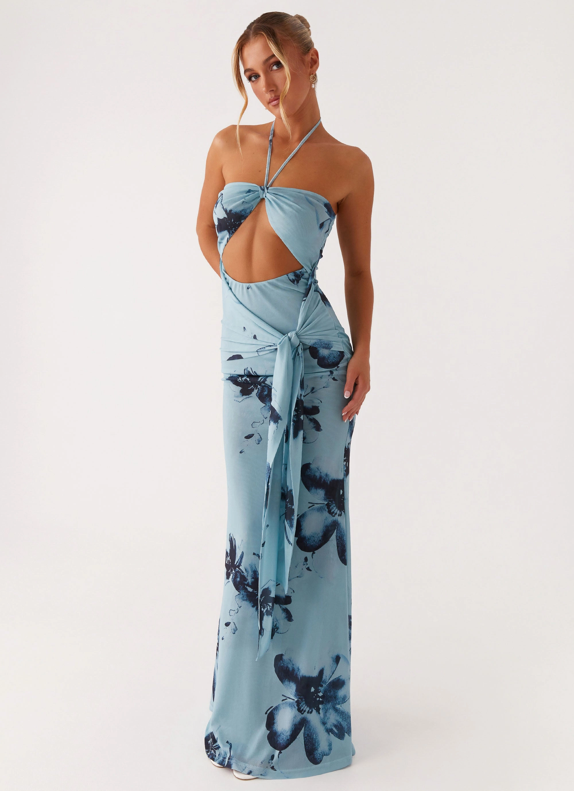 Antonia Maxi Dress - Black Blue Floral Timeless Wear