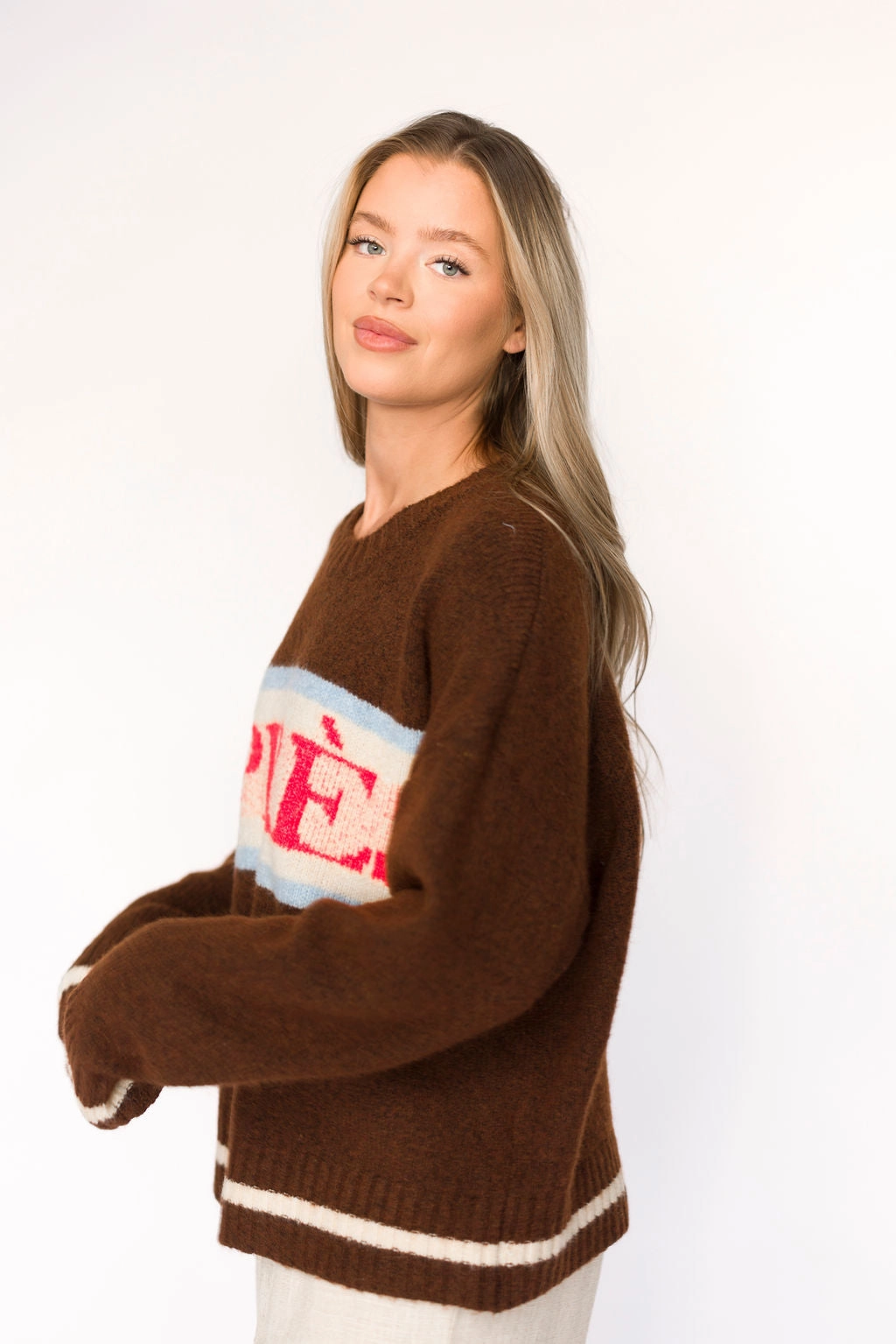 Apres Pullover Sweater Top in Chocolate StretchableKnit